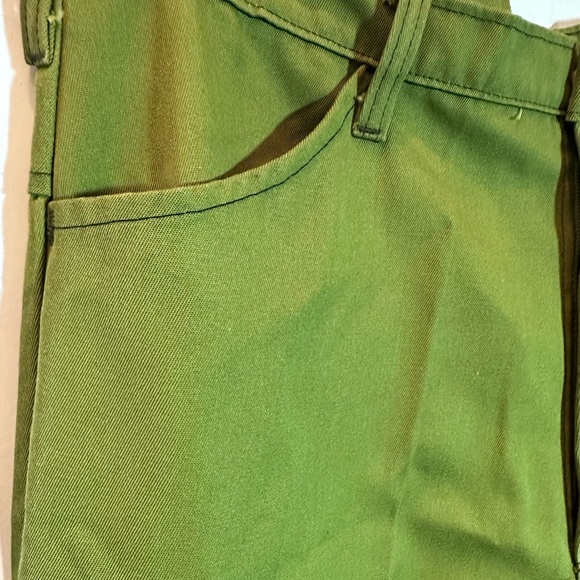 Vintage 1970's Unbranded ArmyGreen Flat Front Pants Men’s 34x28 READ ALL - Picture 3 of 7